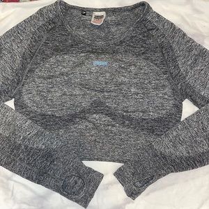 Gymshark Flex Long Sleeve Crop Top - Grey and Steel Blue